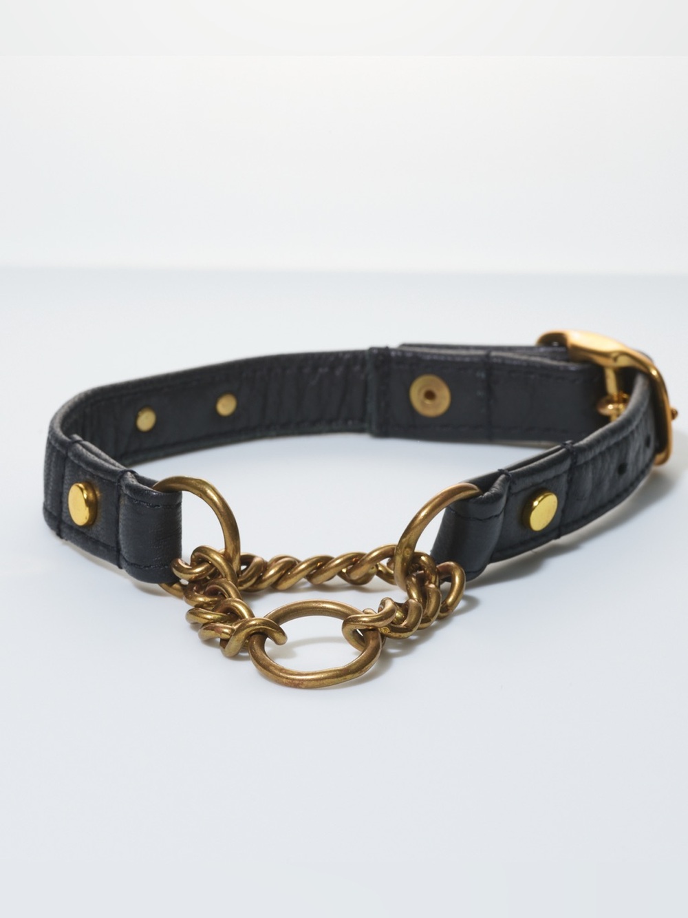 Leather Dog Collar by Hound Collection with Gold Bar Logo Black Leather - Picture 2 of 2
